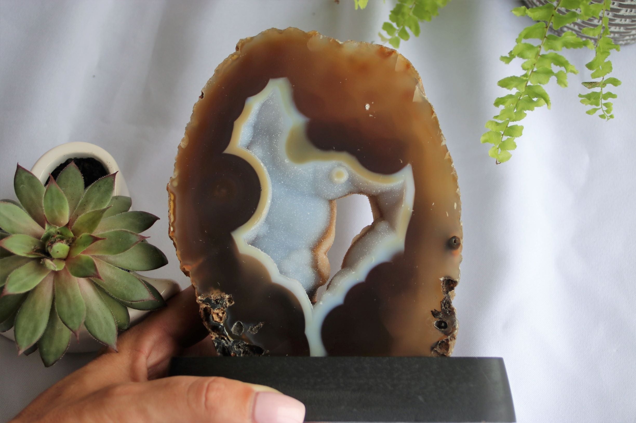 Agate Geode on Stand