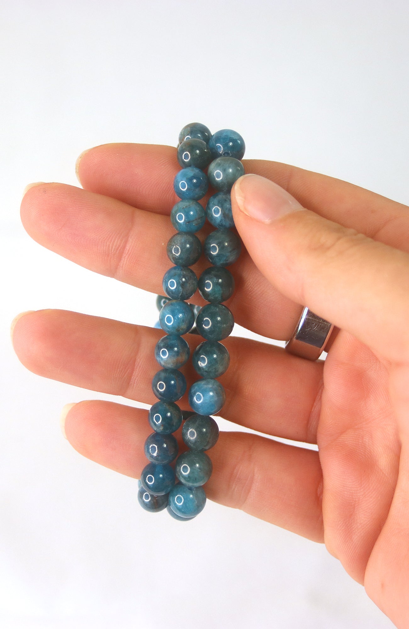 Blue Apatite 8mm Bead Bracelet 496