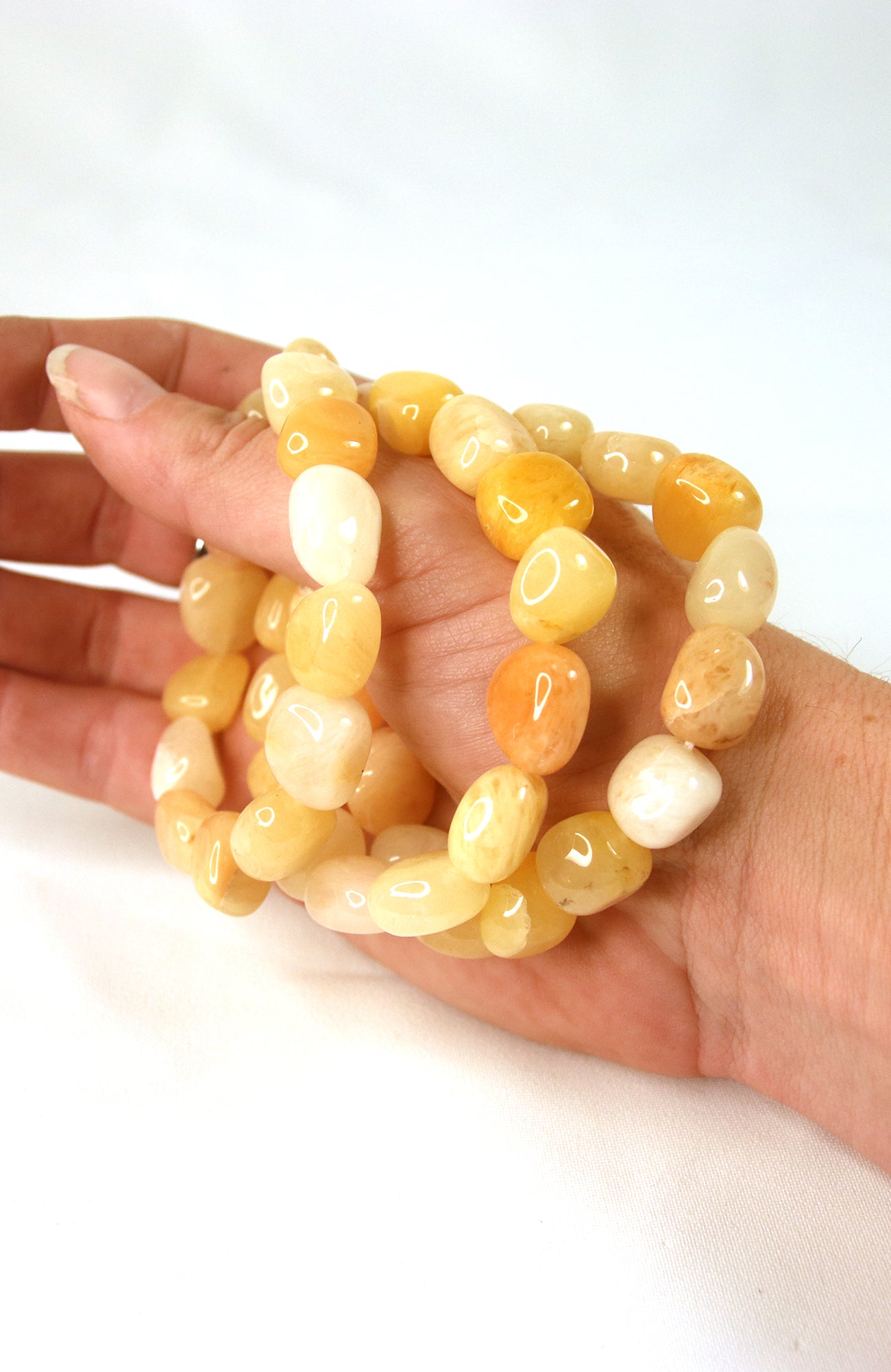 Yellow Jade Tumbled Stone Bracelet
