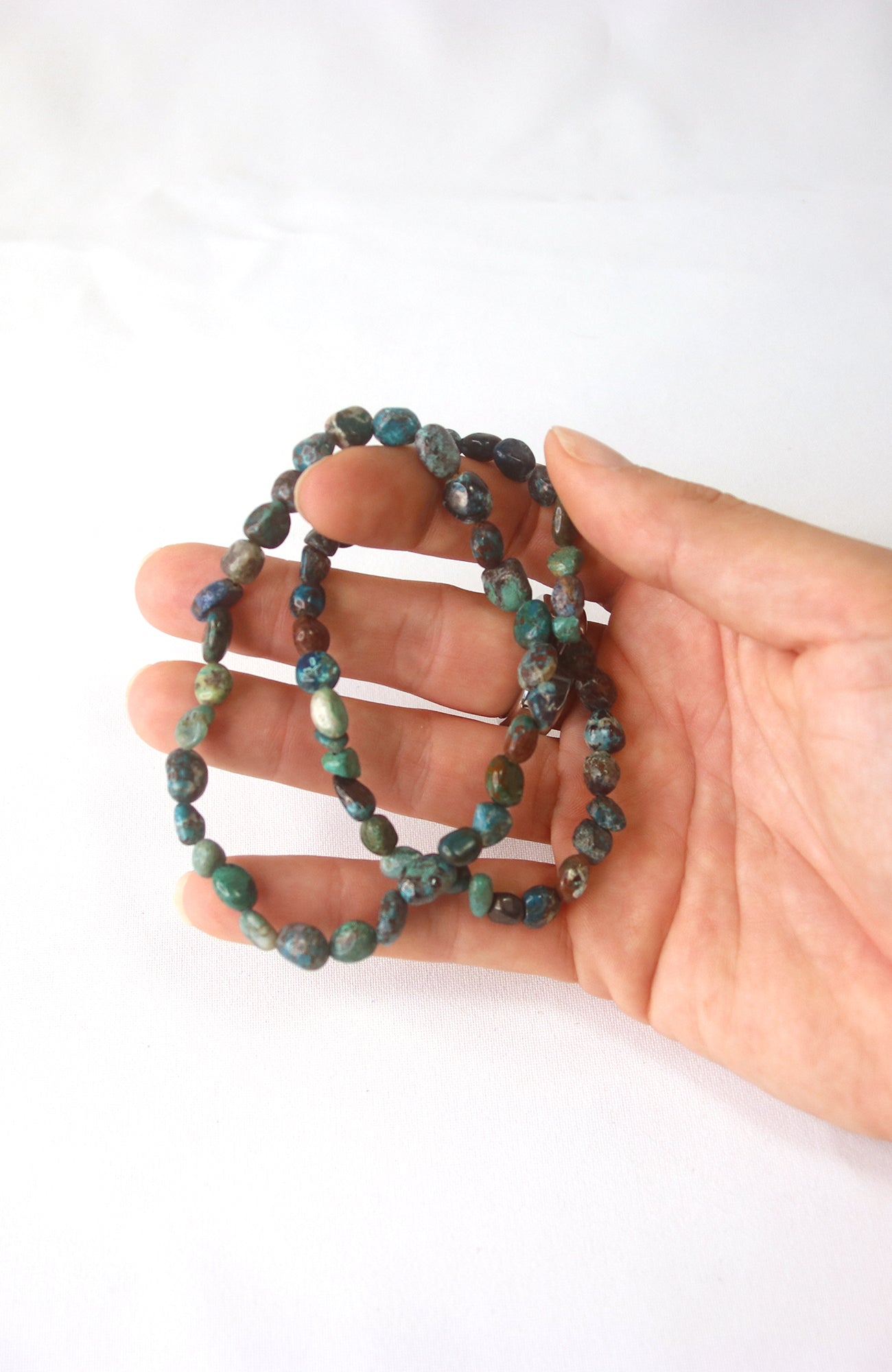 Chrysocolla 6-8mm Nugget Bead Bracelet for wrists up to 20cm