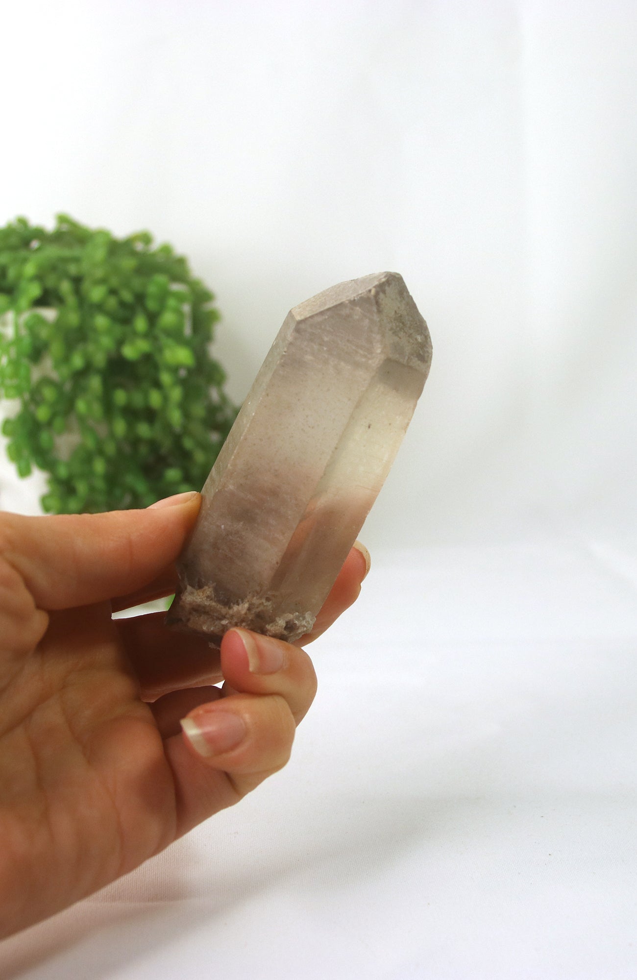 Smoky Quartz Point with Isis face and phantoms