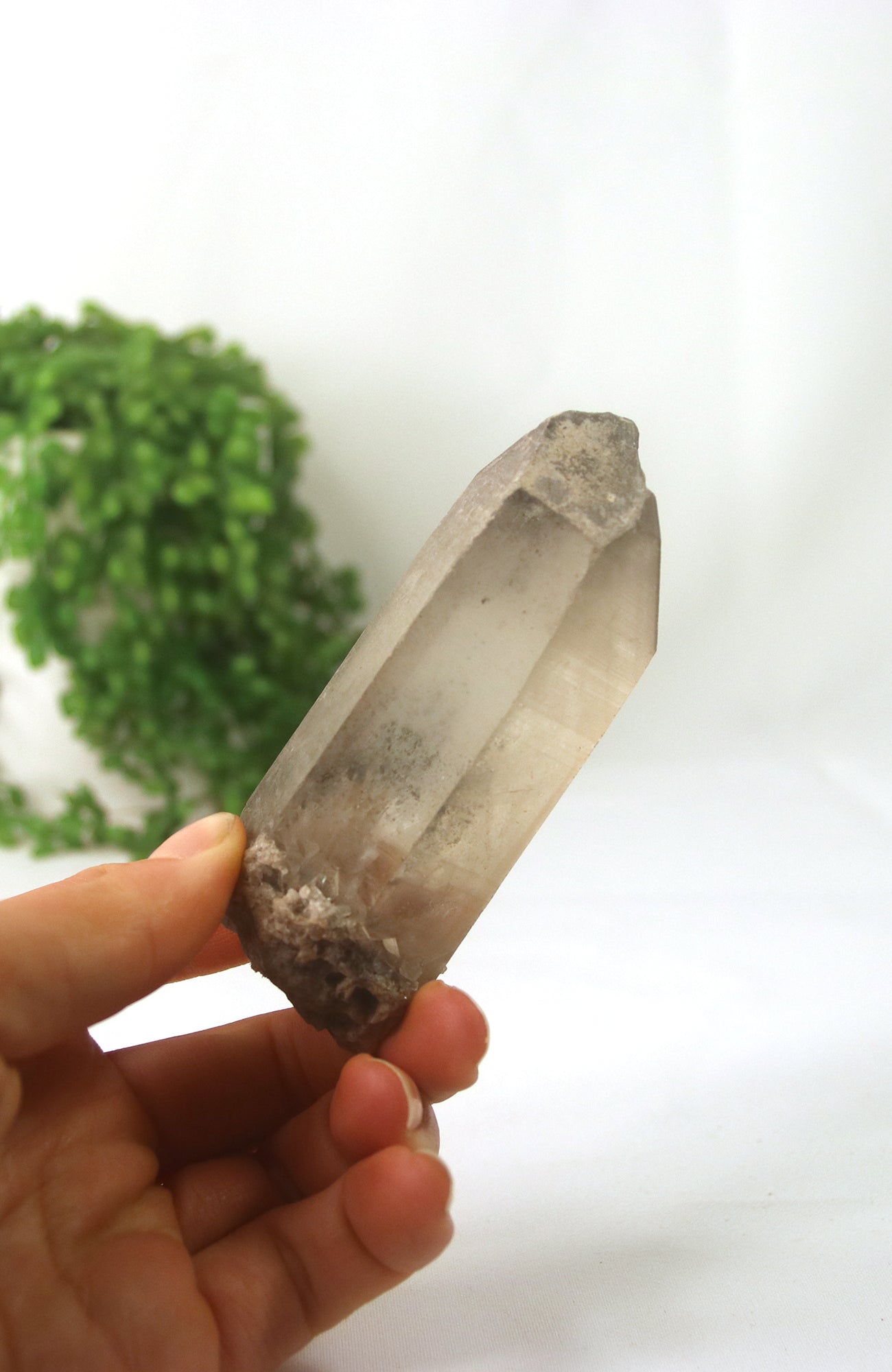 Smoky Quartz Point with Isis face and phantoms